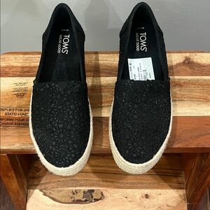 TOMS Black Espadrille Slip-Ons